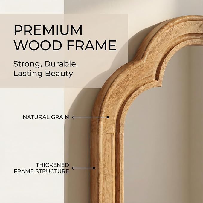 Wood Bathroom Mirror for Wall, 24 x 16 Inch Decorative Wall Mirror - Image 3