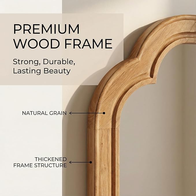Wood Bathroom Mirror for Wall, 30 x 20 Inch Decorative Wall Mirror - Image 3
