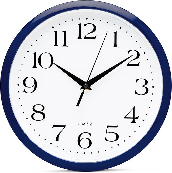 Bernhard Products Navy Wall Clock Silent Non Ticking by BernhardProducts