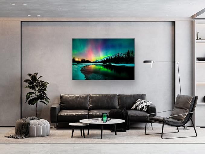 S01969 Wall Art HD Aurora Scenery Painting on Canvas Prints Stretched and - Image 5
