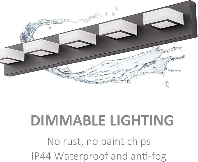 Ralbay Dimmable Matte Black Vanity Light Modern 5 Lights Acrylic Stainless - Image 7