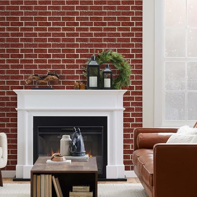 COMSTICKC 3D Faux Red Brick Wall Panels Peel and Stick Wall Sticker, Small Size - Image 7