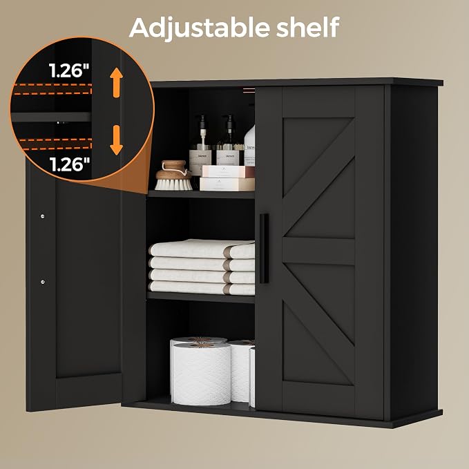 Homleke Bathroom Wall Cabinet, Over Toilet Storage Cabinet - Image 5