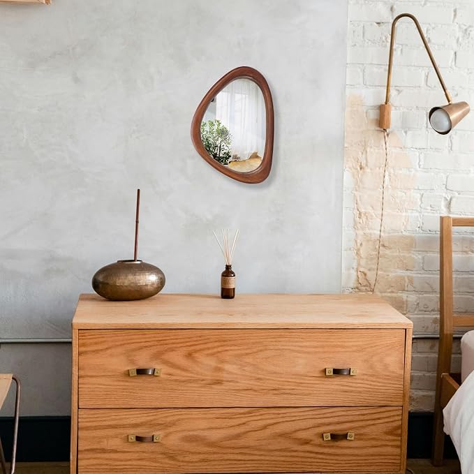 MAGFLERUM Irregular Wall Mirror, 15 * 10 inch Asymmetrical Wood Mirrors - Image 9
