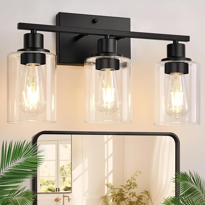 Indoi 3 Light Bathroom Light Fixtures, Matte Black Modern Vanity Lights by Indoibrightenyourbathroom