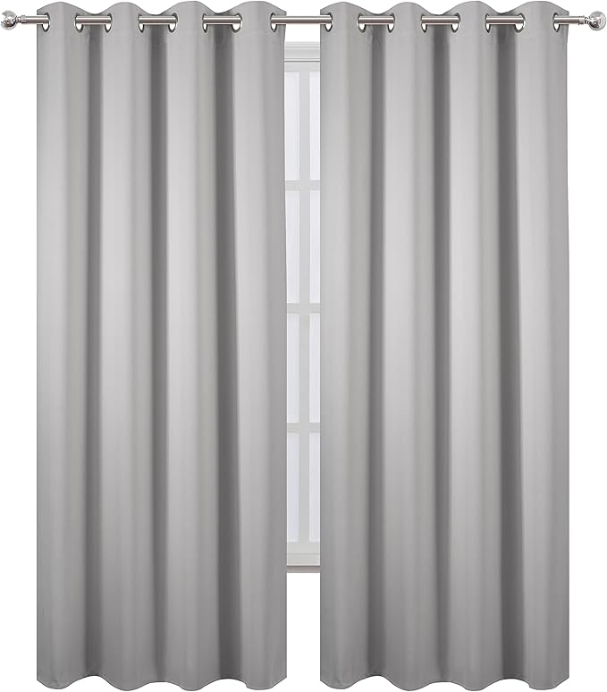 LEMOMO Blackout Curtains 52 x 108 inch/Light Grey Curtains Set of 2 - Image 2