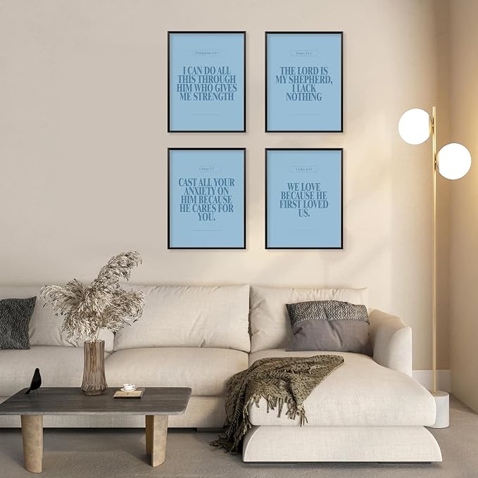 Locomiss Light Blue Christian Wall Art Decor, Modern Bible Verse Prints - Image 6