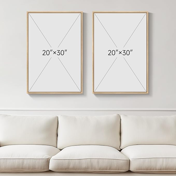 Large Framed Neutral Abstract Wall Art, 2 Piece Beige and Navy Blue Modern - Image 3