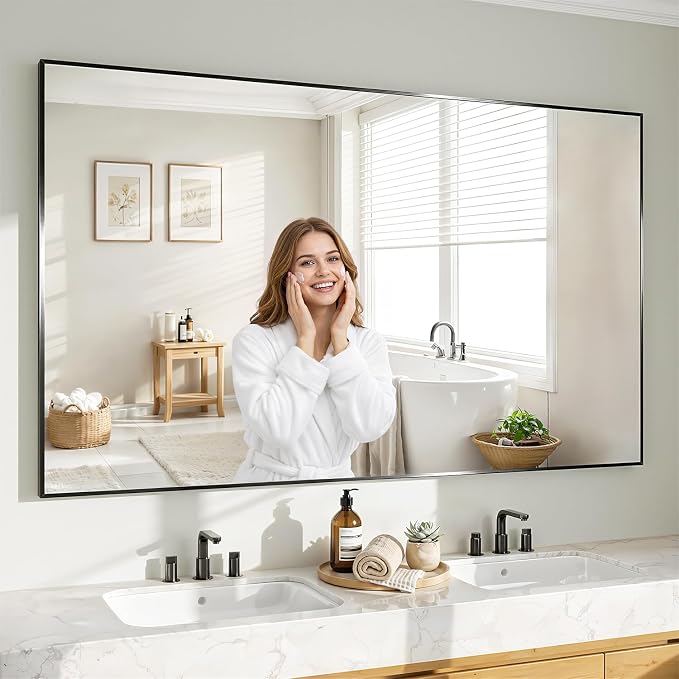 Koonmi Black Mirrors for Wall, 36x60 Inch Bathroom Mirror, Rectangular Wall by KOONMI