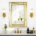 Brushed Gold Bathroom Mirror, Hang Horizontally or Vertically by NXHOME