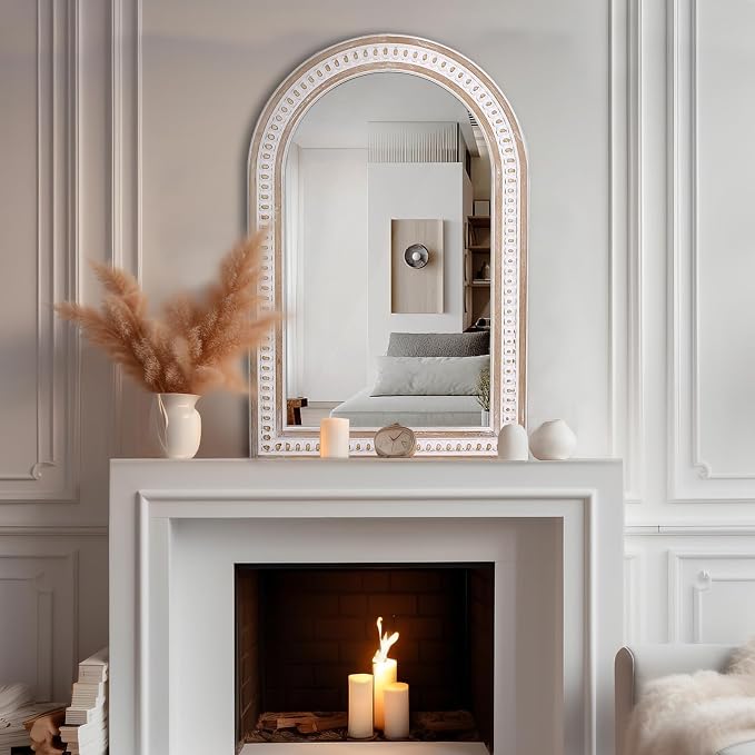 36x24 Inch Boho Beaded Arched Wall Mirror - Image 4