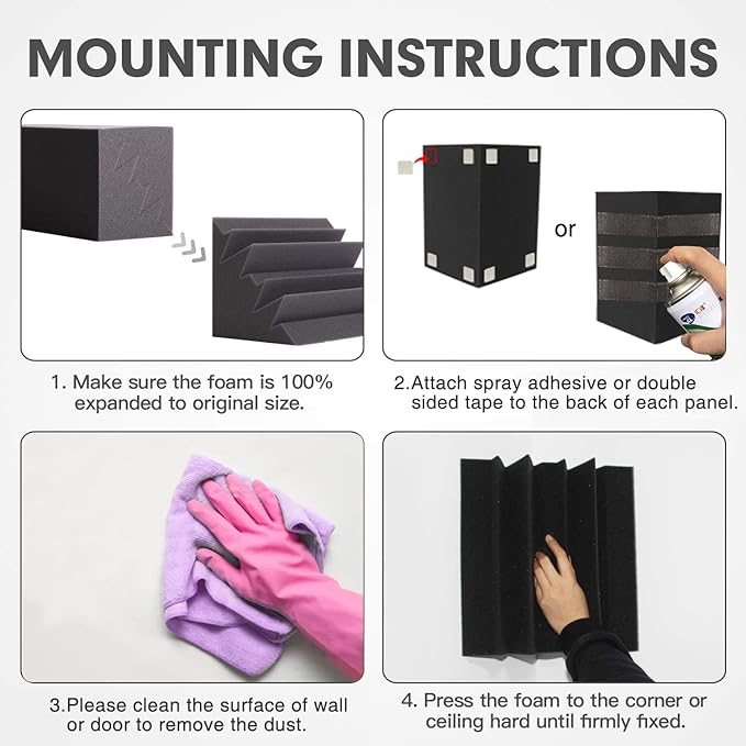 8 Pack - Bass Traps Acoustic Foam Corner, High Density and Fire-Proof Acoustic - Image 6
