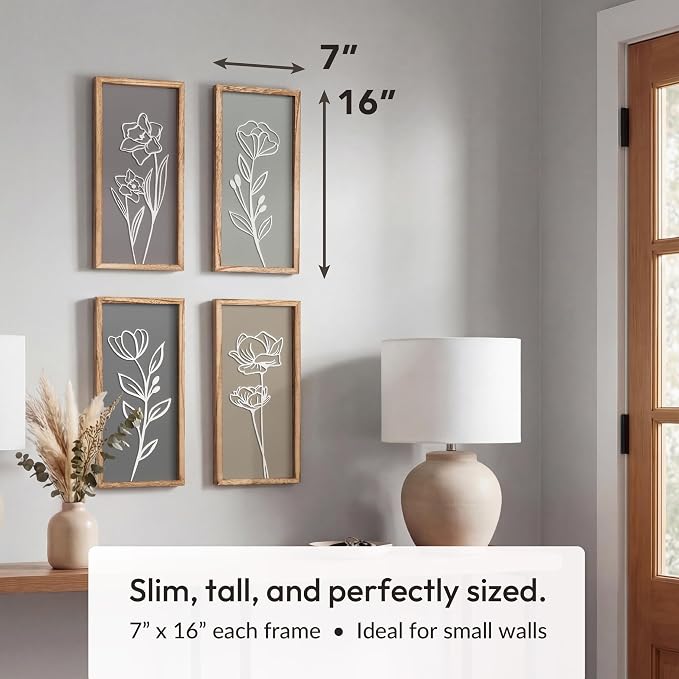 3D Wooden Floral Bathroom Wall Decor Lightweight, Ready-to-Hang Framed Wall Art - Image 3