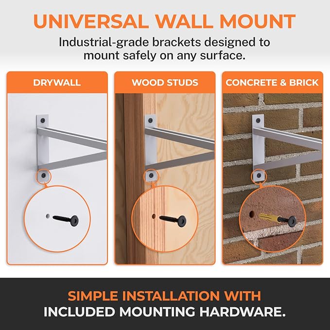 Heavy Duty Metal Brackets for Garage Wall Shelving, Modular Wall Mounted - Image 5