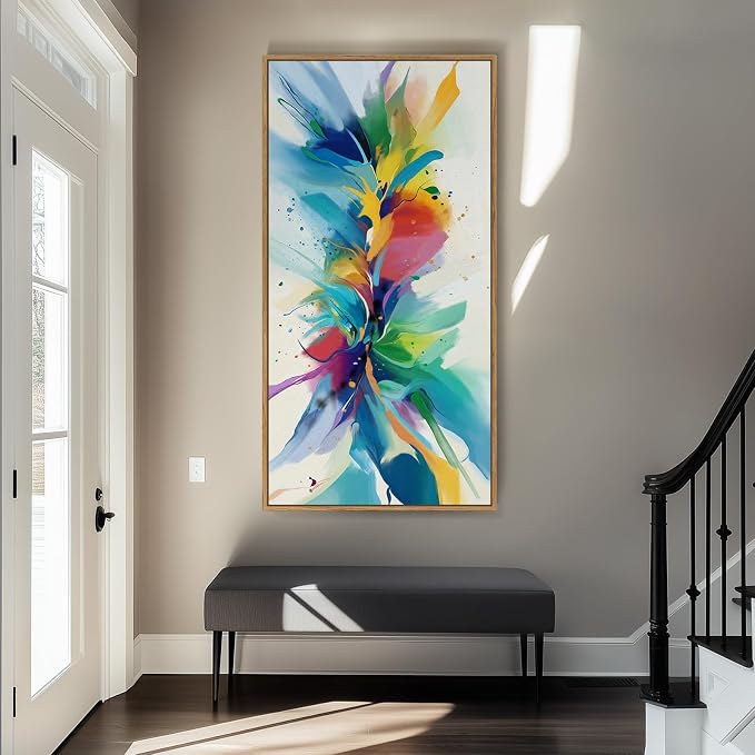Large Framed Colorful Abstract Wall Art - Image 2