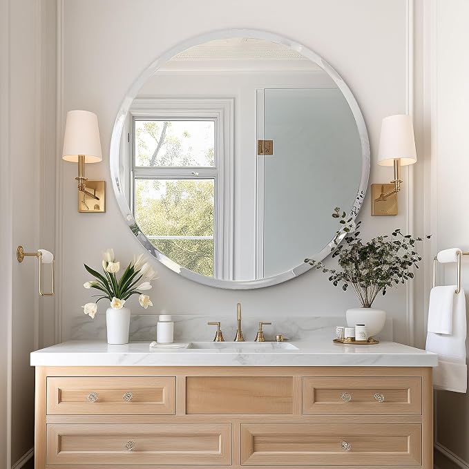 USHOWER 36" Round Frameless Wall Mirror - Image 8