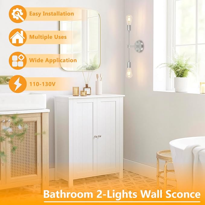 FadimiKoo 2-Light Brushed Nickel Vanity Lights - Image 6