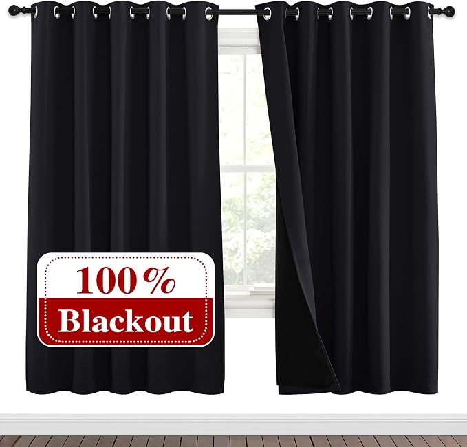 NICETOWN 100% Blackout Window Curtain Panels, Full Light Blocking Drapes by NICETOWN
