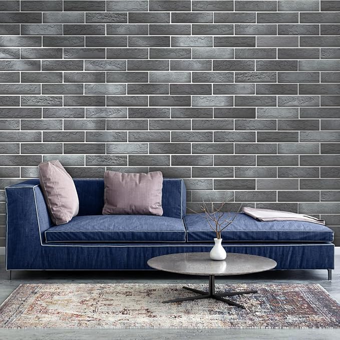 100 Whitewash Grey Faux Brick Wall Tiles, 3D Thin Brick Veneers - Image 7
