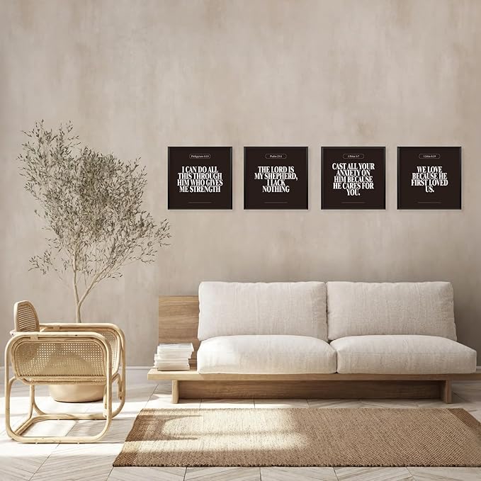 Locomiss Black Christian Wall Art Decor Posters, Minimalist Jesus Scripture - Image 4