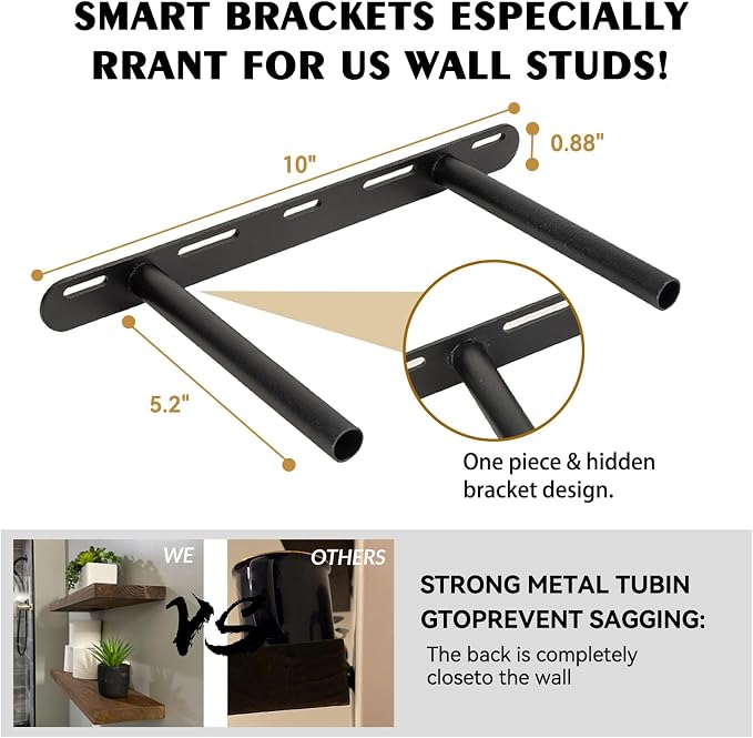 BGMG Wood Floating Shelves 16 inch, Wide Rustic Wooden Wall Shelves - Image 3