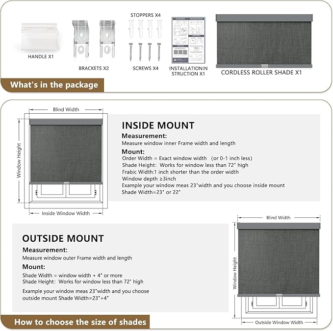 AOSKY Linen Roller Blinds Shades - Image 6