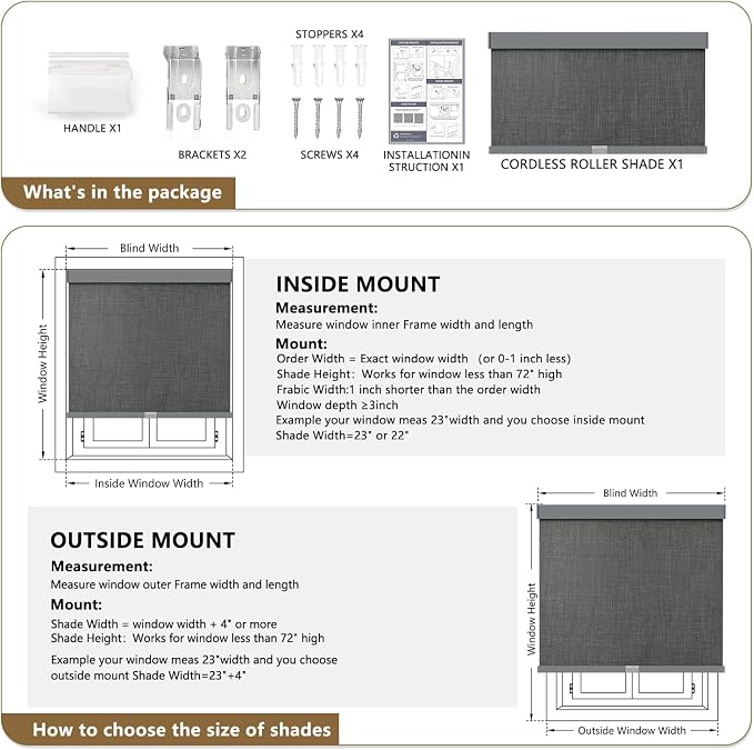 AOSKY Linen Roller Blinds Shades - Image 6