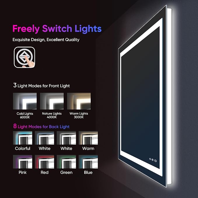 Antok 36"x 72" LED Bathroom Mirror - Image 5