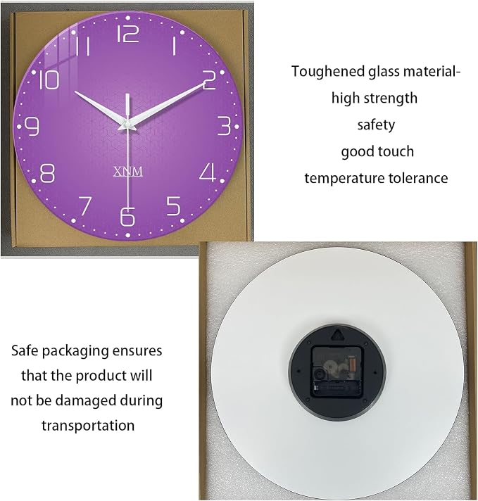 XNM Round Purple Wall Clock for Women 14 Inch Minimalist Wall Clocks for - Image 6