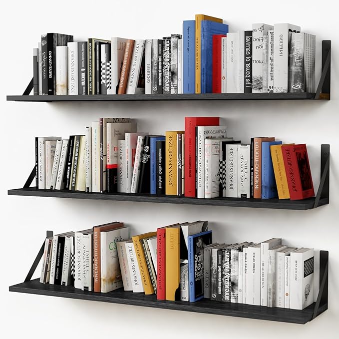 Forbena Floating Shelves 36 Inches Long 8 in Deep Set of 3, Large Wall Shelf by Forbena