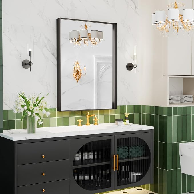 22x30 Inch Bathroom Mirror for Over Sink, Rectangular Black Mirror, Mirrors for - Image 8