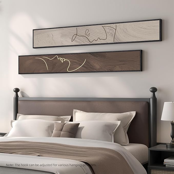 Long Narrow Framed Neutral Abstract Vertical Wall Art Set, 2 Piece Modern - Image 3