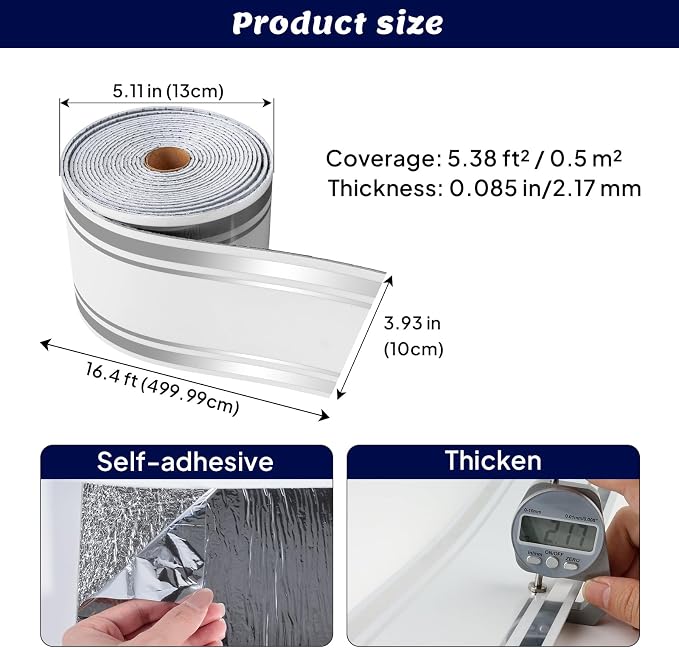Thick Peel and Stick Baseboard Trim, 3.93" x 196.8" Wallpaper Borders, PVC+XPE - Image 2