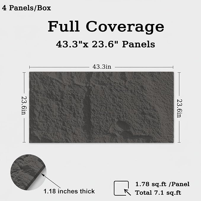 3D Faux Stone Wall Panels, 1.18" wall Panels - Image 2