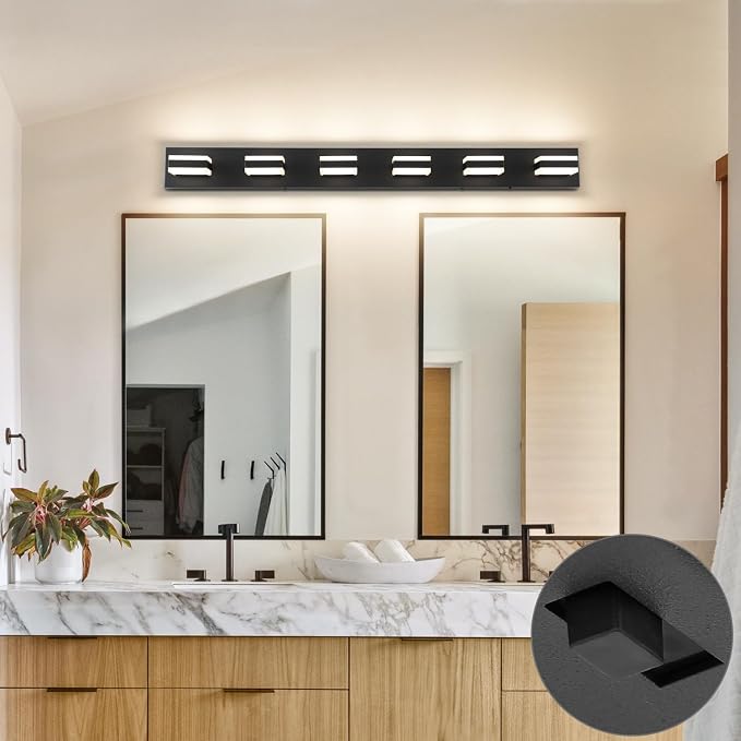 SOLFART 5 Color Temperature Adjustable Modern Vanity Light6 Lights Black - Image 3