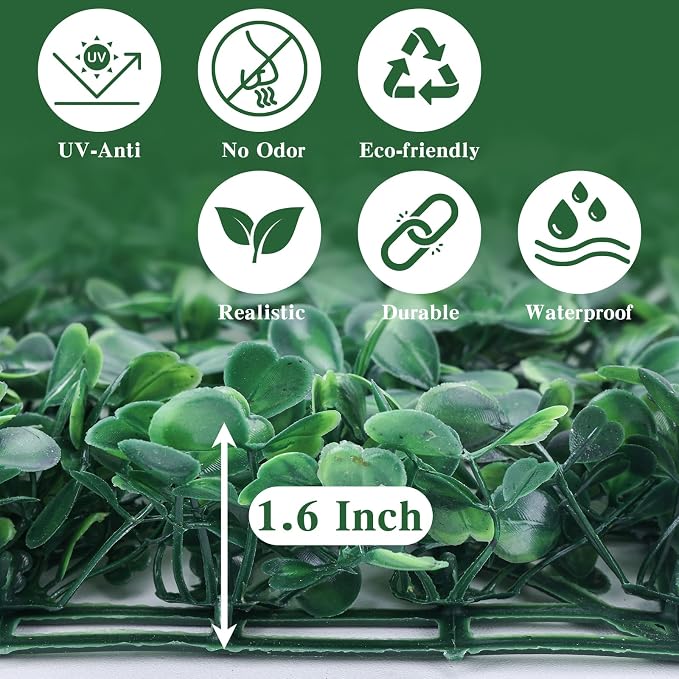CEWOR 10"x10" Artificial Grass Wall Panels, UV Resistant & Anti-Fade Greenery - Image 3