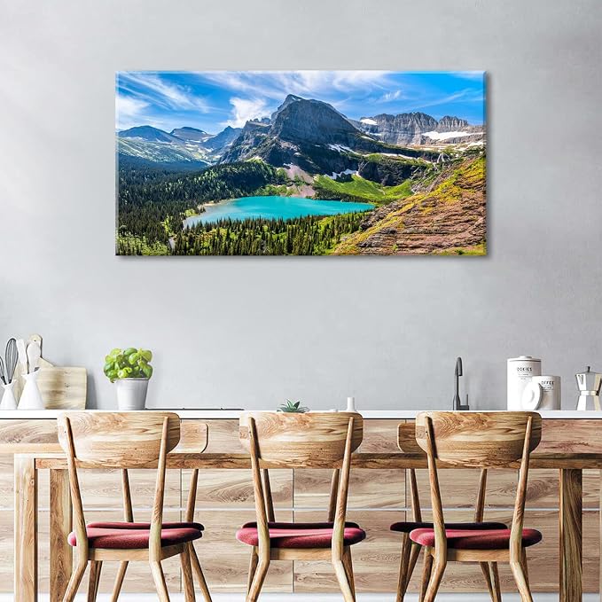 Mountain Canvas Wall Art Teal Saint Mary Lake Landscape Wall Decor Glacier - Image 5