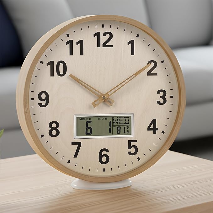zyzamay 12 Inch Modern Light Brown Wood Grain Indoor/Oudoor Wall Clock by ZYZAMAY