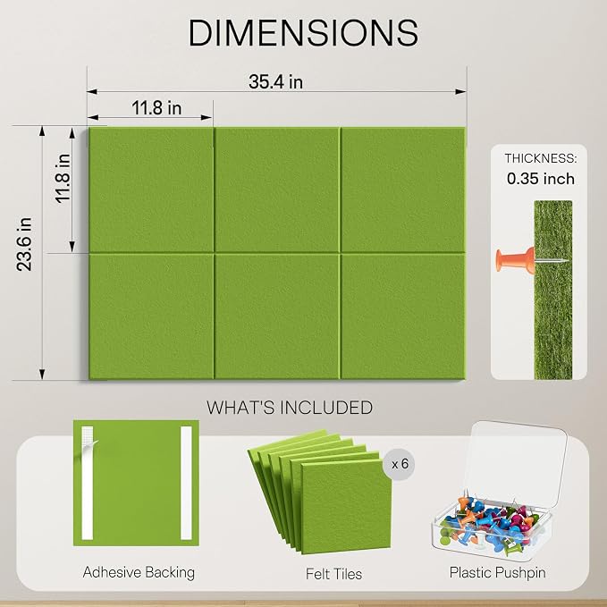MaxGear Large Cork Board for Wall 36" x 24", Forest Green Bulletin Board - Image 4