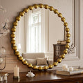 Easly Round Mirror for Wall, 28 Inch Gold Beaded Frame Decorative Vanity Mirror by EASLY