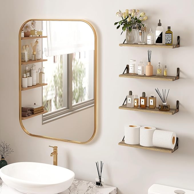 Fixwal Shelves for Room Wall, Width 4.7in Rustic Wood Wall Storage, Floating - Image 2