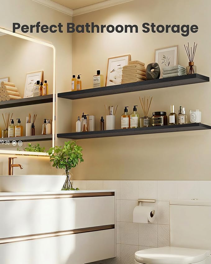 AMADA HOMEFURNISHING 47.2" L Floating Shelves, Wall Shelves Set of 3 - Image 6