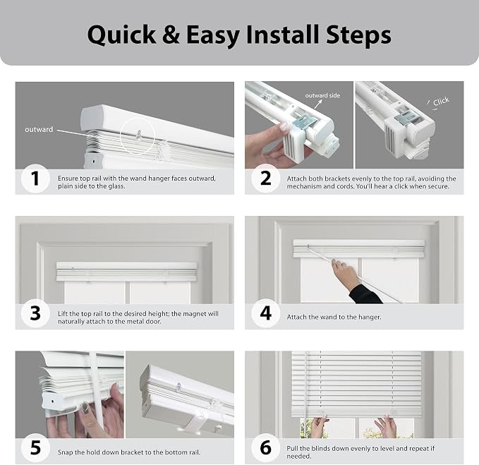 DEZ FURNISHINGS Cordless No Tools 1" Magnet Mini Blinds - Image 6