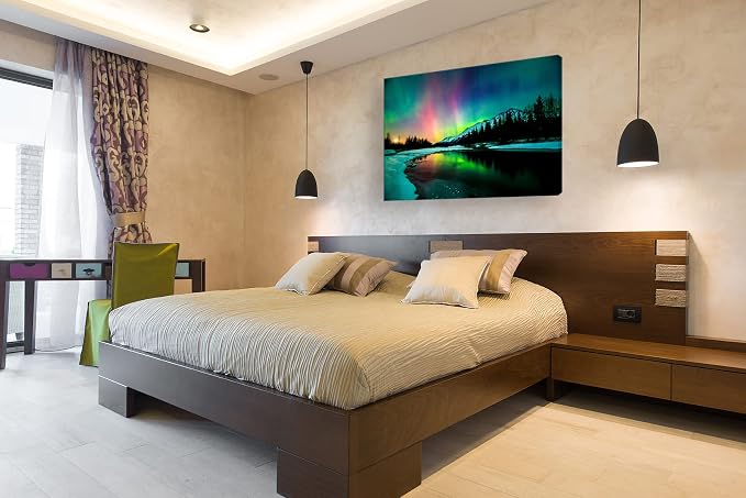 S01969 Wall Art HD Aurora Scenery Painting on Canvas Prints Stretched and - Image 7