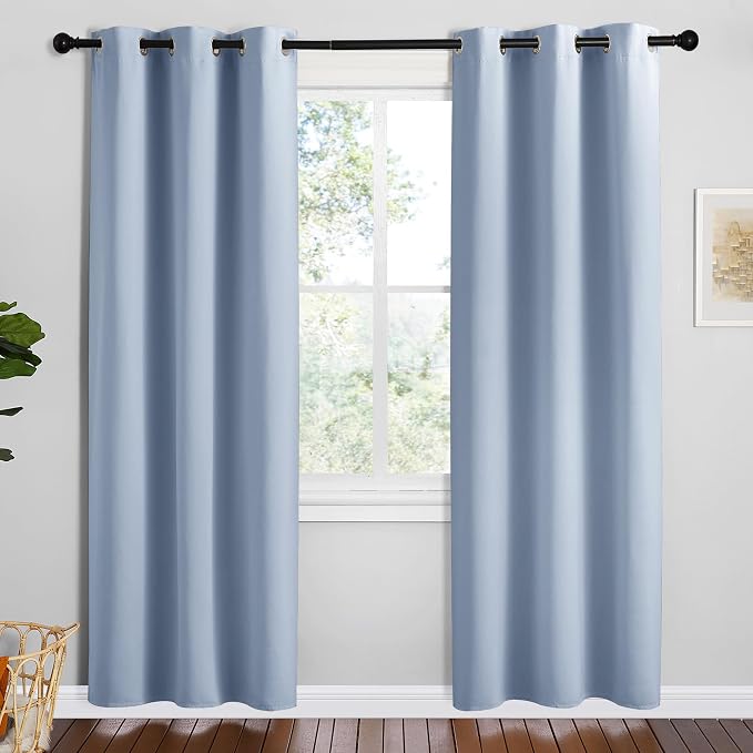 NICETOWN Vintage Blue Blackout Curtains 72 inches Length by NICETOWN