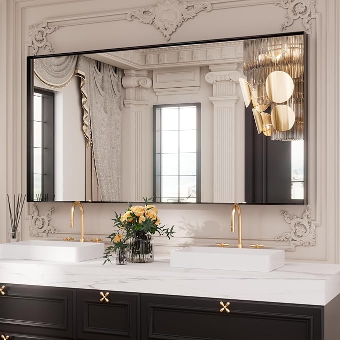 LOAAO Black Bathroom Mirror 84"X32" - Image 3