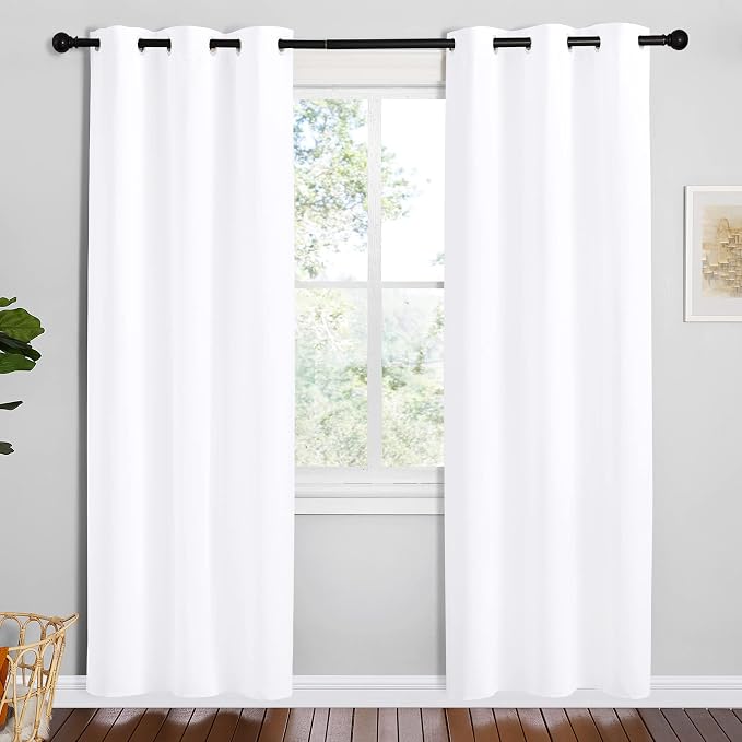 NICETOWN White Samll Window Blackout Curtain Panels, 42 inches x 78 inches by NICETOWN