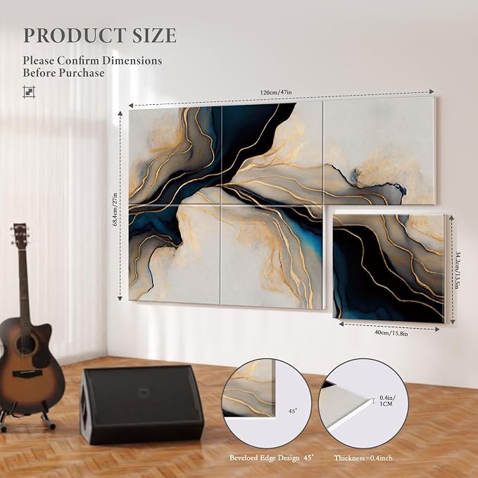 JBER 6 Pack Art Acoustic Panels, 47.2×27Inches Soundproof Wall Panels, Large - Image 2