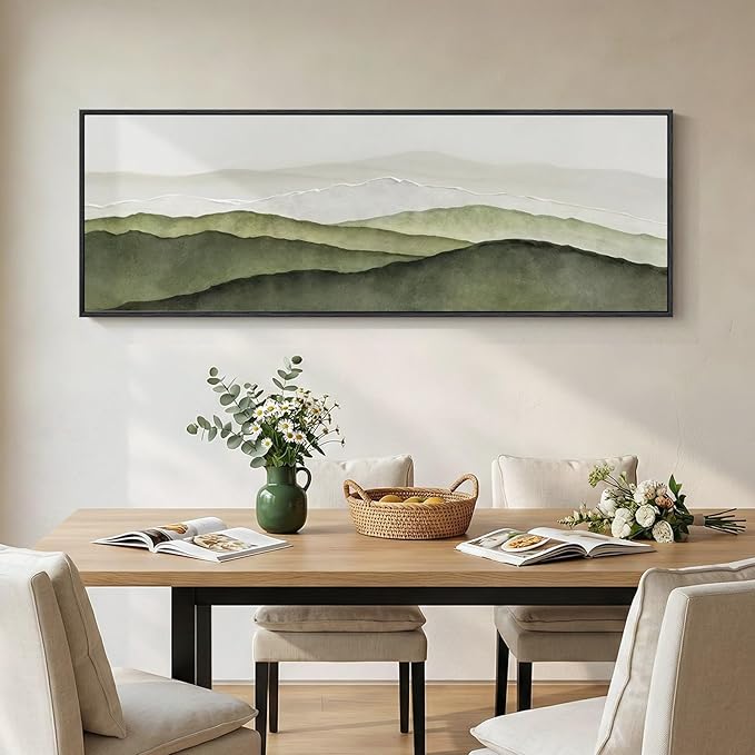 Large Framed Green Abstract Mountain Wall Art - Image 4