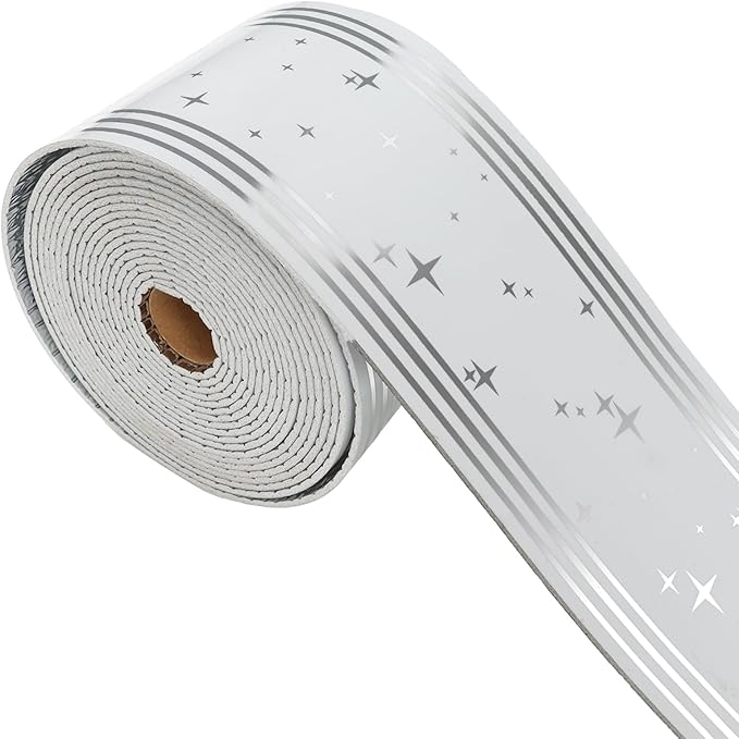 Thick Peel and Stick Wallpaper Borders, 3.93" x 196.8" PVC+XPE Mirror Border by PGVALXOR